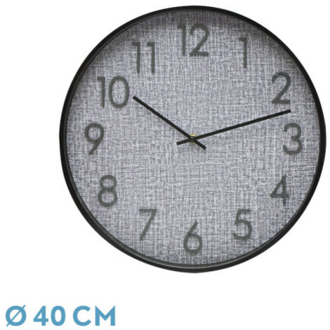 FABRILAMP Horloge de Mur HIGUERON Noir Gris 40x40x0.8 cm Mouvement continu (1/4)