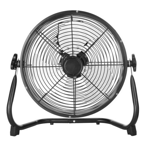 Fabrilamp – Ventilateur industriel 60W – 3 vitesses réglables – Orientation ajustable – Dimensions 45x47x19 cm – Métal noir et chrome