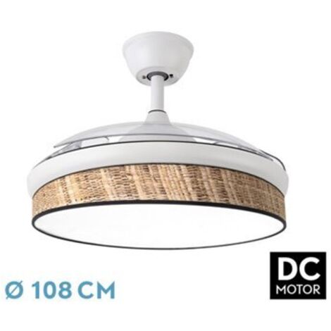 Ventilateur dc fashion 72w blanc/marron foncé 108d 3asps 7200lm 3000k,4000k,6000k remote+memory+timer