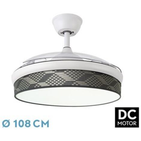 Ventilateur dc fashion 72w white/tetris grey 108d 3aspas 7200lm 3000-4000-6000k remote+ memory+ timer (1/2)