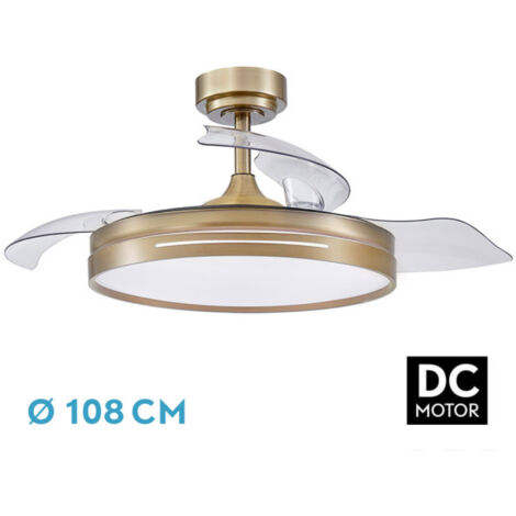 Ventilateur dc 72w micenas leather 3asp.transp.108d 6vel 7200lm 3col remote,reg.intensity,memory &amp timer 24