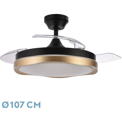 Ventilateur dc blondi black/gold 72w 3aspas 107d 7200lm 6vel 3000k,4500k,6000k, remote+timer+memory