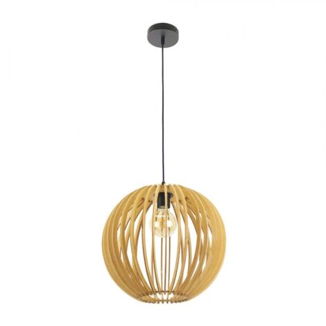 Pendentif bubinga ball 1xe27 bois naturel regx35x35 cm (1/4)