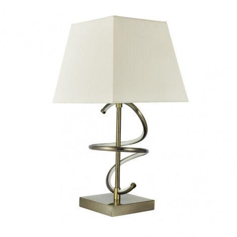 FABRILAMP 153972014  New York Lampe De Table 8w 4000k+1xe27 Cuir Beige Écran 600lm 44x23x23 Cm (1/2)