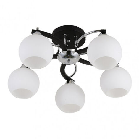 FABRILAMP AKUNADECOR Plafonnier Pissis noir 5-Light With White Tulip (1/2)
