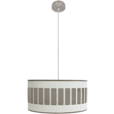 FABRILAMP Pendentif Ivanna 1xe27 Nickel/bois blanc Gris Regx40x40 Cm (1/2)