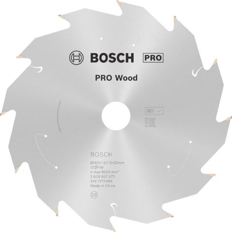 Bosch Professional de lame de scie circulaire Standard for Wood (bois, 160 x 20 x 1,5 mm, 12 dents, accessoire de lame de scie circulaire sin câble). (1/5)