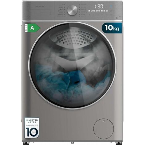 Cecotec Lave-linge 10Kg de Chargement frontal Bolero DressCode 10800 Inverter Acier A 1400 tr/min, 16 Programmes, Classe A, Moteur Inverter plus, Vapeur SteamMax, Lavage intelligent et Détecteur de ch