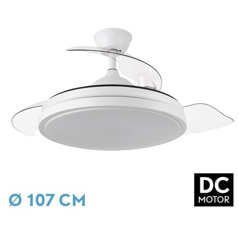 Fabrilamp – Ventilateur de plafond 3 pales déployables 107 cm – 59W – 5960lm – Températures de lumière 3000K/4000K/6000K – Télécommande incluse - 3000-4000-6000k