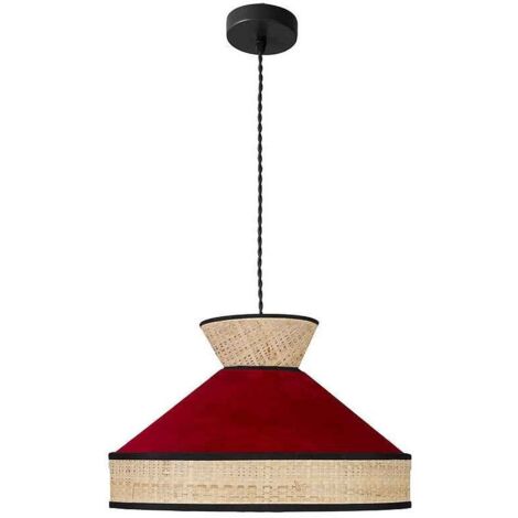 FABRILAMP Pendentif rouge avec détails en raphia 40 Fabrizio (1/2)