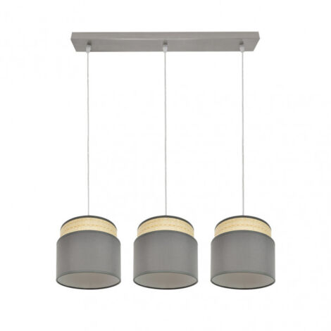 FABRILAMP Lampe suspendue linéaire 3 lumières modèle Kandy Naturel/gris dimmable (1/4)