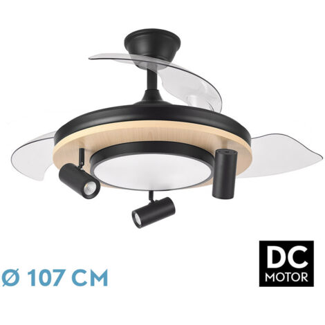 FABRILAMP Ventilateur Dc Gladiator 59w Black/wood 3asp.107d 6980lm 3000-4500-6500k 2on Indep.Remote+memory+timer. (1/4)