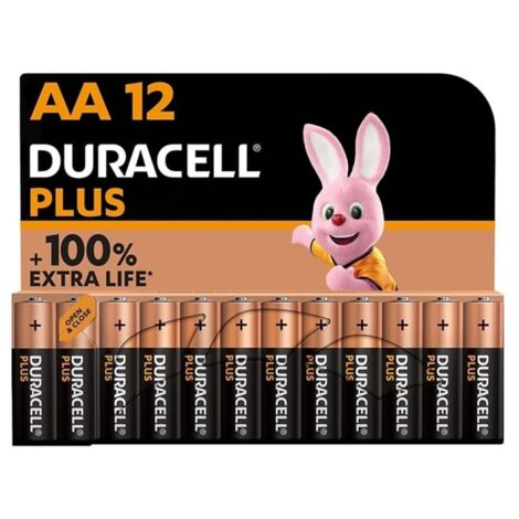 Duracell Plus batteries AA (de 12 pack) - Alkaline 1,5 V - Jusqu'à 100 % de extra longue durée - Fiabilité pour les appareils de tous les jours - Emballage sans plastique - 10 ans de stockage - LR6 MN (1/10)