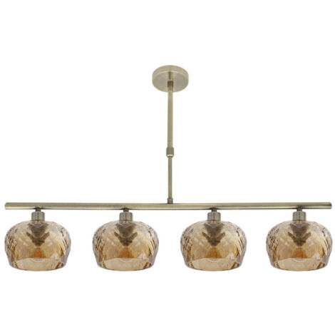 FABRILAMP Estela Lampe 4xe14 cuir Regx75x13 Cm avec abat-jour en cristal taillé Amber (1/2)