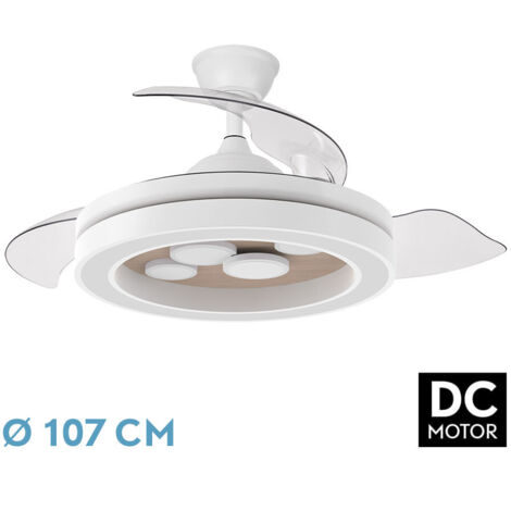 FABRILAMP Ventilateur Dc Cupido 59w Blanc/hêtre 3asp.107d 6980l 3000-4500-6500k Dimmer+earthquake+memory+timer (1/4)