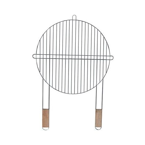 Grille de barbecue ronde 46 cm – Acier chromé avec 2 poignées en bois – Facile à nettoyer – Pour barbecues standard