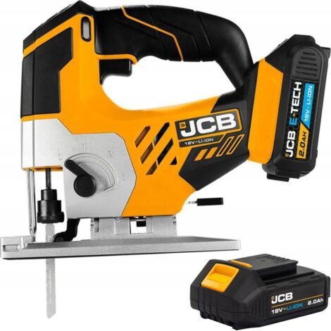 Scie de scie sauteuse sans fil JCB 18 V 2 Ah, JCB de outil de coupe pour le bois et l'acier, vitesse de jusqu'à 2500 tr/min, poignée en T, batterie et chargeur inclus, sac de transport. (1/3)