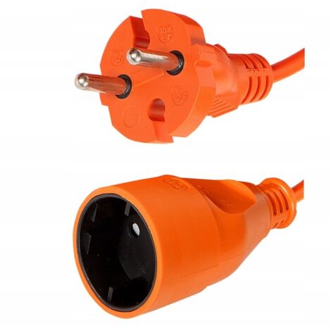 Rallonge de jardin de 20m 2x1 Orange, mobilité et sécurité, idéale pour l'extérieur et les outils électriques.