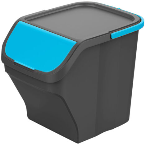 Seau Stack N Sort Gris 25l Avec Couvercle Bleu