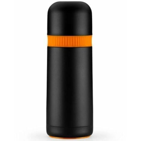 BRA Efficace Enjoy Bouteille thermos pour liquide, capacité 0,5L, acier inoxydable 18/10 double paroi, sans BPA, garde heat 12H et froid 24H, couleur noir et orange (1/2)