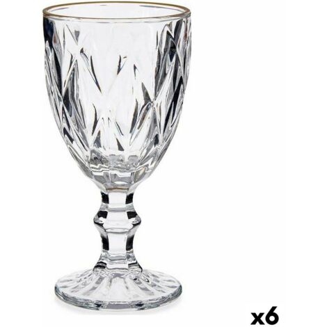 Service De Table 18 Pièces Fecra Loren - Verre Transparent Doré - Pour 6 Personnes - Assiettes & Bols