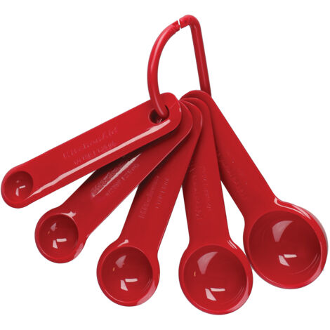 Cuillère à Mesurer KitchenAid Lot De 5 - Résistante à La Chaleur (232°C), Lavable Lave-vaisselle, Rouge Empire
