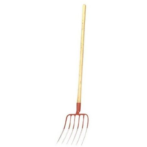 Wolfpack – Fourche à fumier 560 – 5 dents – Manche long en bois – Acier pour usage intensif – Pour terrains accidentés