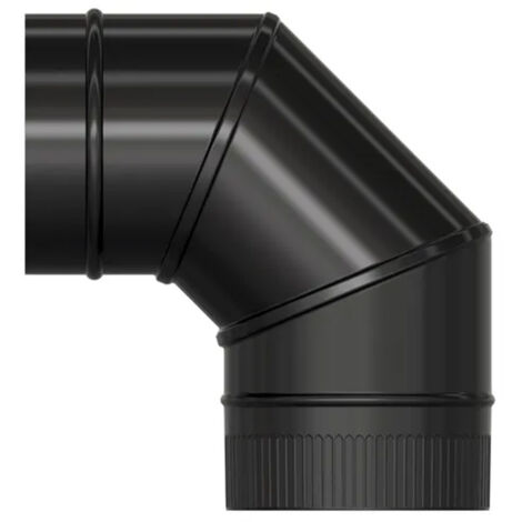 Codo Estufa Liso Vitrificado Negro Ø 175 mm. 90° (1/2)