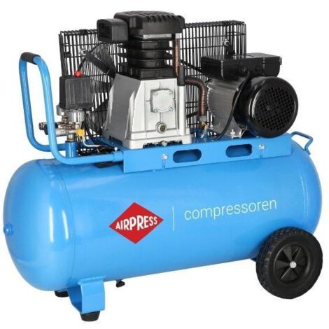 Compresseur à air 2200 W – Débit 340 l/min – Pression max 10 bar – Capacité réservoir 90 L – Moteur 1400 RPM – 63 kg – Airpress (1/3)