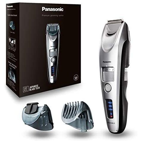 Panasonic ER-SB60-S803 Tondeuse à barbe pour hommes, tondeuse à cheveux portable et étanche, 20 réglages Longueur, 2 accessoires, tondeuse détaillée, avec ou sans fil, support, argenté (1/5)