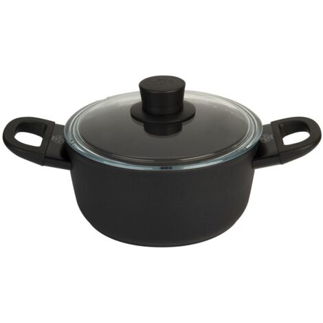BALLARINI Avola Keravis - cuiseur antiadhésif de aluminium de 8 pouces avec couvercle de verre, tous les cuiseurs, revêtement extérieur noir. (1/5)