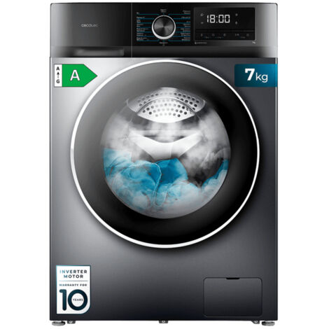 Cecotec Lave-linge 7Kg Bolero DressCode 7500 Inverter Steel A. 16 Programmes, Consommation de base, Moteur Inverter plus, SteamMax, Tambour perlé, Départ différé, Nettoyage du tambour, Affichage, Alle