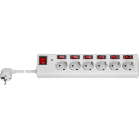 Bloc multiprise 6 prises avec protection contre la surcharge – Interrupteur intégré – 1,5 m – 3500 W – Prises CEE type F commutables – Goobay (1/4)