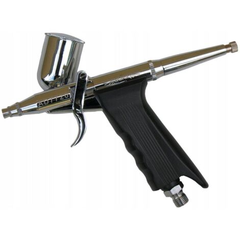 Adler Airbrush Gun AD-7720, outil professionnel pour la peinture artistique et automobile, buses interchangeables 0,5mm et 0,3mm, débit de peinture réglable, design ergonomique, couleur métallique. (1/3)