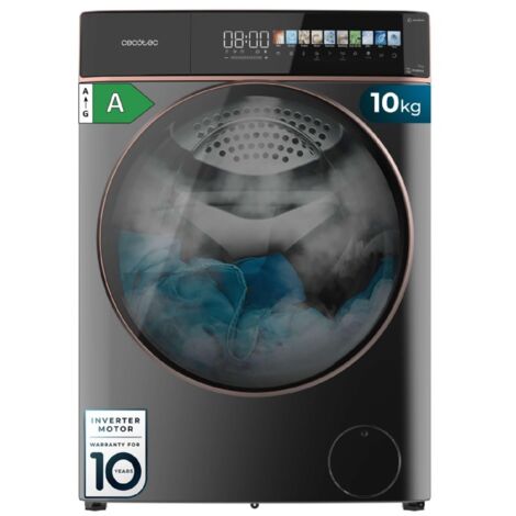 Cecotec – Lave-linge autodose 10 kg – Moteur inverter plus 1400 tr/min – Écran couleur 10,3" – 16 programmes – SteamMax – Classe A – Fuzzy Logic (1/5)