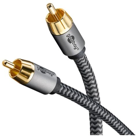 goobay 65299 Cable RCA mono de 10 m/Câble de appareil audio de hi-fi avec subwoofer/Câble textile souple/Câble coaxial numérique/Connexions plaquées or (1/5)