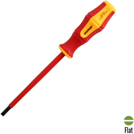 Tournevis plat isolé certifié vde 1.000 v. taille 1,0 x ø 5,5 x 125 mm. tournevis tournevis de sécurité pour électricien (1/5)