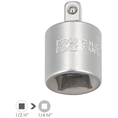 Adaptateur réducteur 1/2" femelle vers 1/4" mâle. Acier au chrome-vanadium