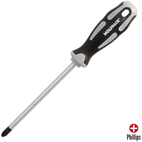 Tournevis Phillips en acier S2 Manche en bi-matière TPR. Taille PH 3 x Ø 8,0 x 150 mm. (1/5)