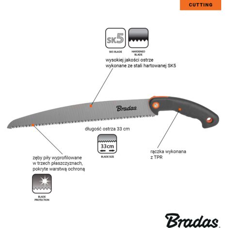 Scie De Jardin KADAX Lame 330 Mm - Scie à Main Élagage Avec Manche Bois Hêtre