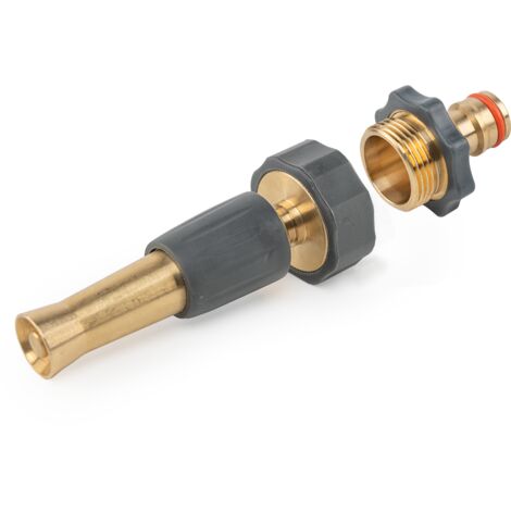 Buse de réglable d'arrosage de laiton Brass Soft, raccord de robinet de 3/4", 10 cm, débit réglable, résistant à la corrosion, idéal pour le jardin et le nettoyage. (1/3)