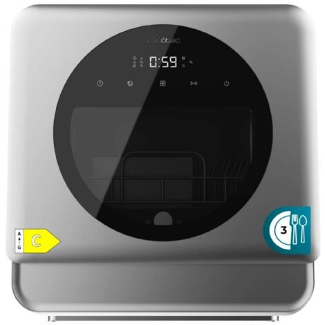 Cecotec – Lave-vaisselle compact 3 couverts – Classe C – 6 programmes – Panneau tactile – Fonction conservation jusqu'à 80h – Départ différé (1/4)