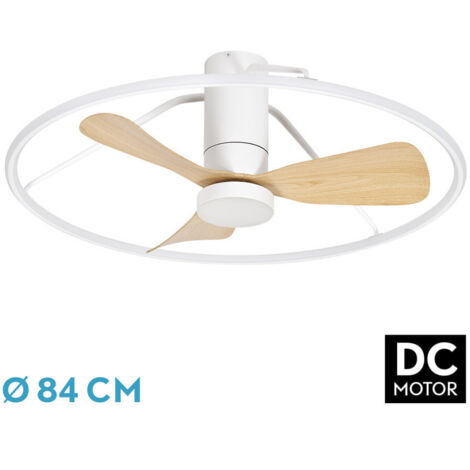 Ventilateur de plafond DC "Oporto", dimmable avec télécommande (56W 3CCT 5600lm), blanc et hêtre (1/3)