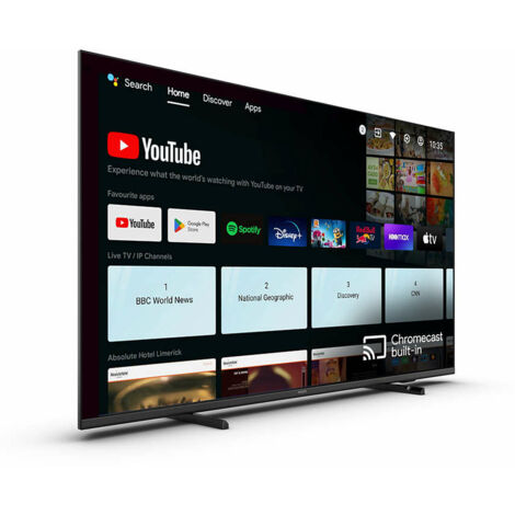 Philips – TV LED 43 pouces 4K Ultra HD – Smart TV Android avec Chromecast – Luminosité 350 cd/m² – Audio 20W – Wi-Fi et Bluetooth intégrés