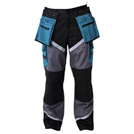 LAHTI PRO Pantalón Capri Hombre - Resistente 245 G/m², 7 Bolsillos (4 Con Velcro), Doble Costura Y Ajuste En El Bajo