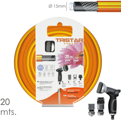 Tuyau tricoté non torsadé 15 mm. - 5/8" rouleau de 20 mètres avec kit d'arrosage de. (1/5)