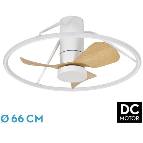 Ventilateur de plafond DC "Oporto Mini" dimmable avec télécommande (46W 3CCT 4600lm) blanc et hêtre (1/3)