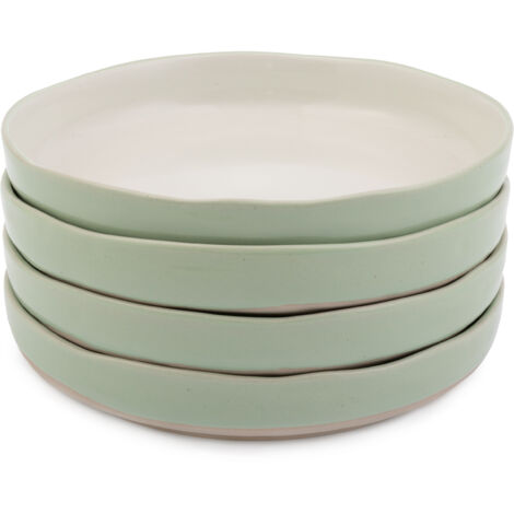 Jamie Oliver Big Love - Bol de céramique marbrée verte et blanche, durable, empilable, set de bols de service, va au lave-vaisselle, au micro-ondes, au four, set de 4, 700 ml, 22 x 22 x 13 cm