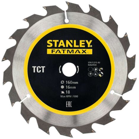 Stanley Accessoires - Lame de scie circulaire à bois 160x16 mm, 18 dents STA15315-XJ (1/2)