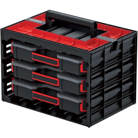 Mallette à outils portable avec 3 organiseurs – Dimensions 415 x 290 x 290 mm – Matériau polymères robustes – Poignée ergonomique – Kistenberg